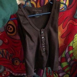 Brown button crop top